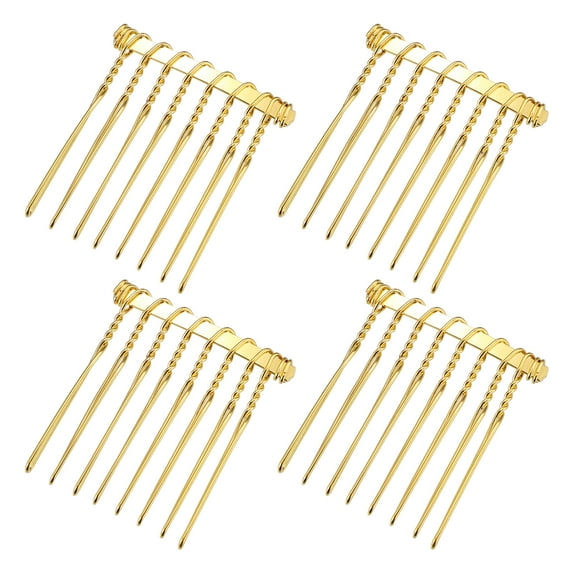 Unique Bargains 4 Pcs No Slip Hair Side Combs Accessories Metal 1.3" Gold Tone