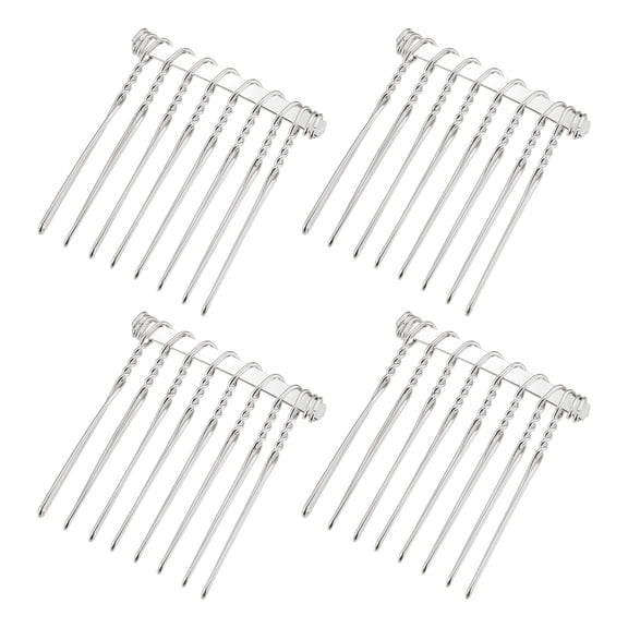 Unique Bargains 4 Pcs No Slip Hair Side Combs Accessories Metal 1.3" Silver Tone