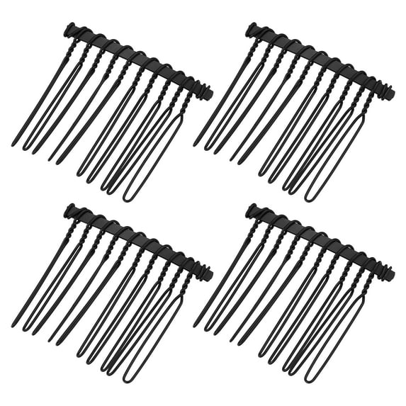 Unique Bargains 4 Pcs No Slip Hair Side Combs Accessories Metal 1.6" Black