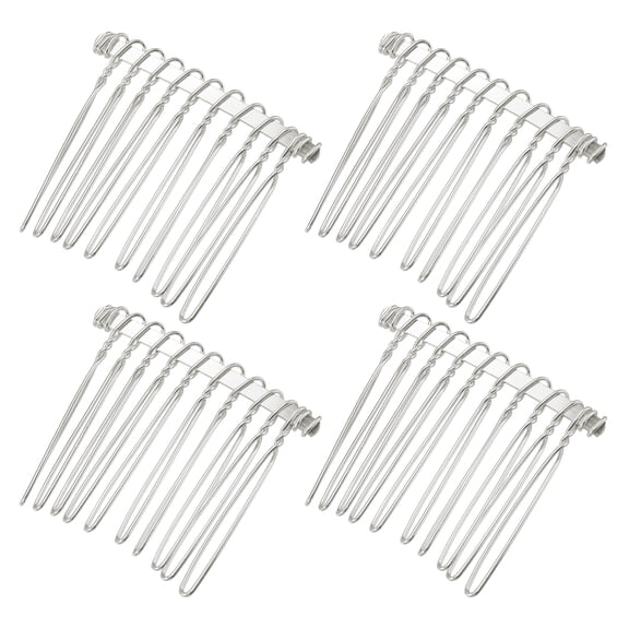 Unique Bargains 4 Pcs No Slip Hair Side Combs Accessories Metal 1.6" Silver Tone