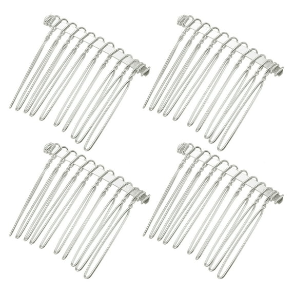 Unique Bargains 4 Pcs No Slip Hair Side Combs Accessories Metal 1.6" Silver Tone