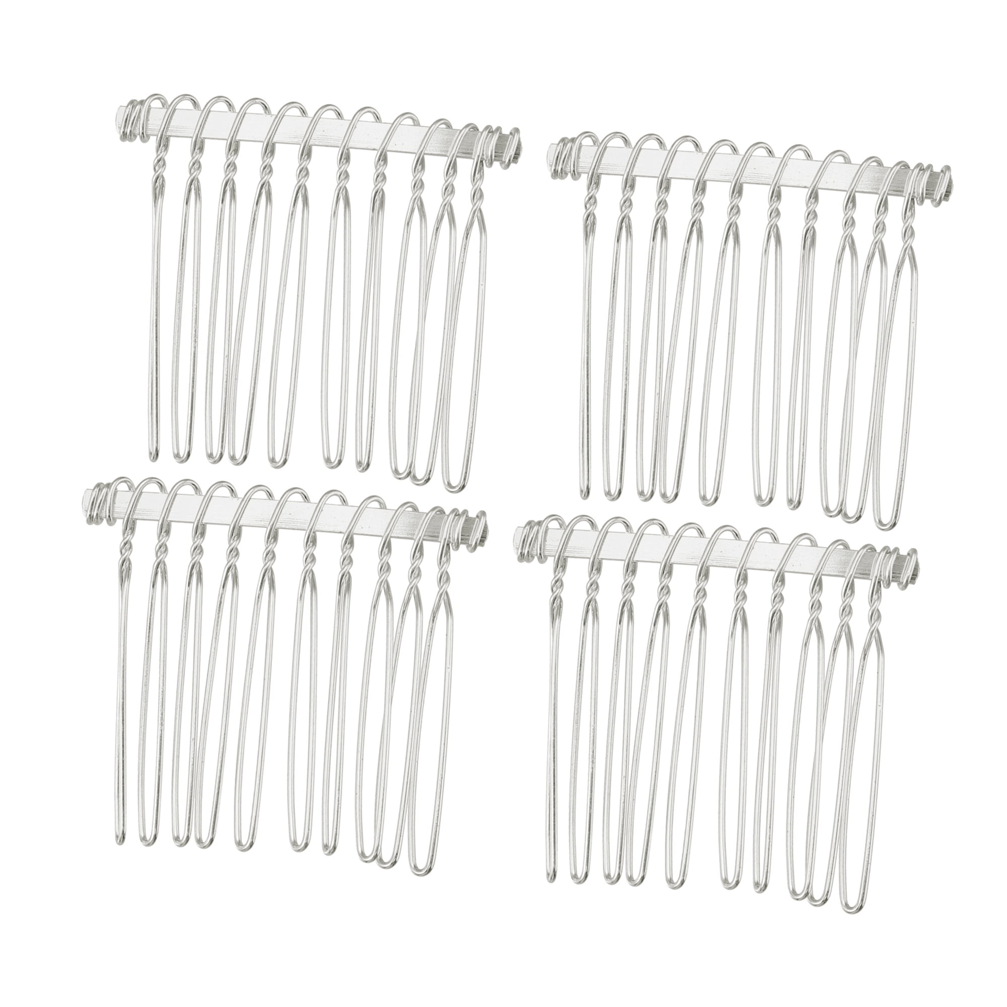 Unique Bargains 4 Pcs No Slip Hair Side Combs Accessories Metal 1.6" Silver Tone