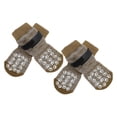 thumbnail image 1 of Unique Bargains 4 Pcs Non-Slip Dog Socks with Adjustable Tapes Brown S, 1 of 7