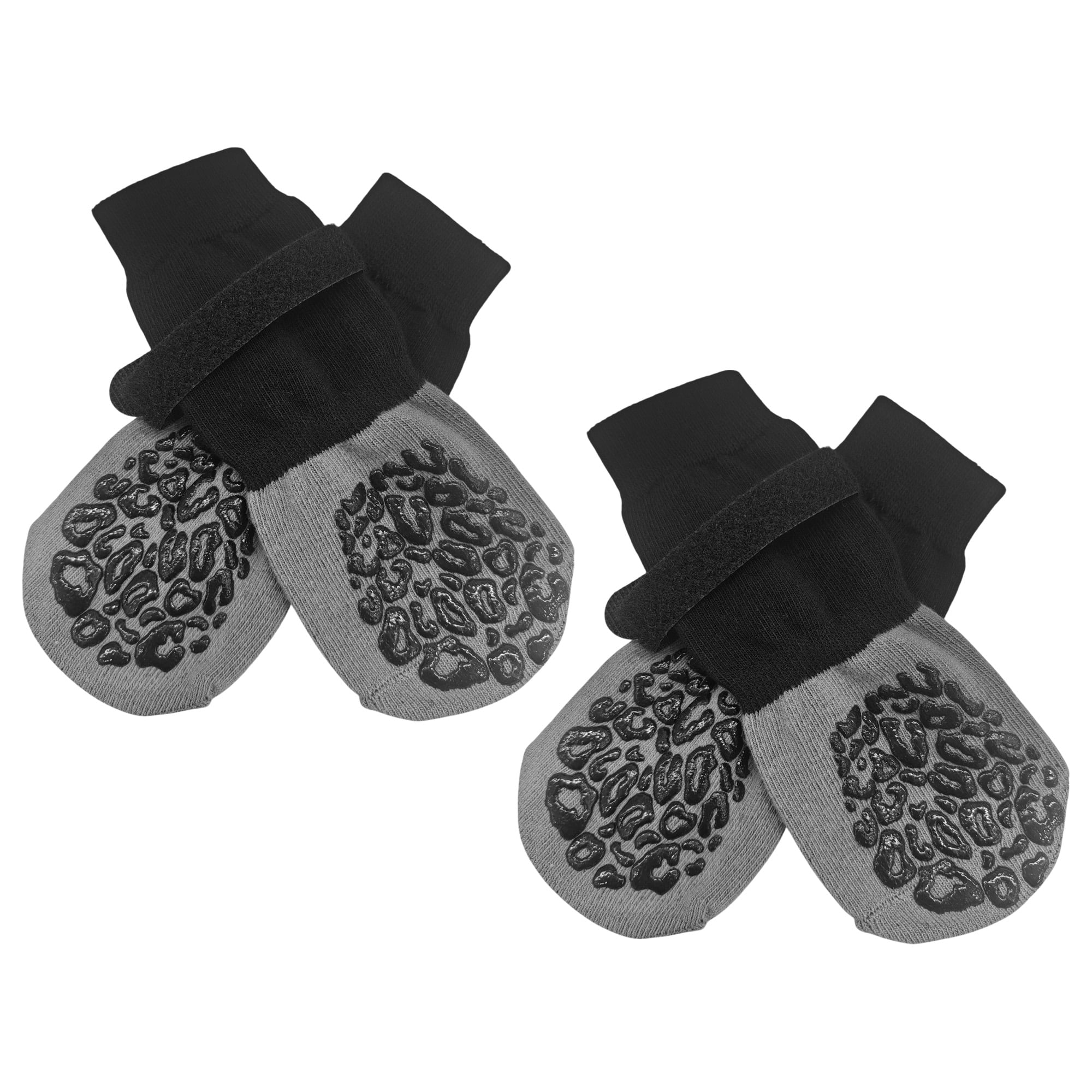 Unique Bargains 4 Pcs Non-Slip Dog Socks with Reflective Tapes Black Gray XS