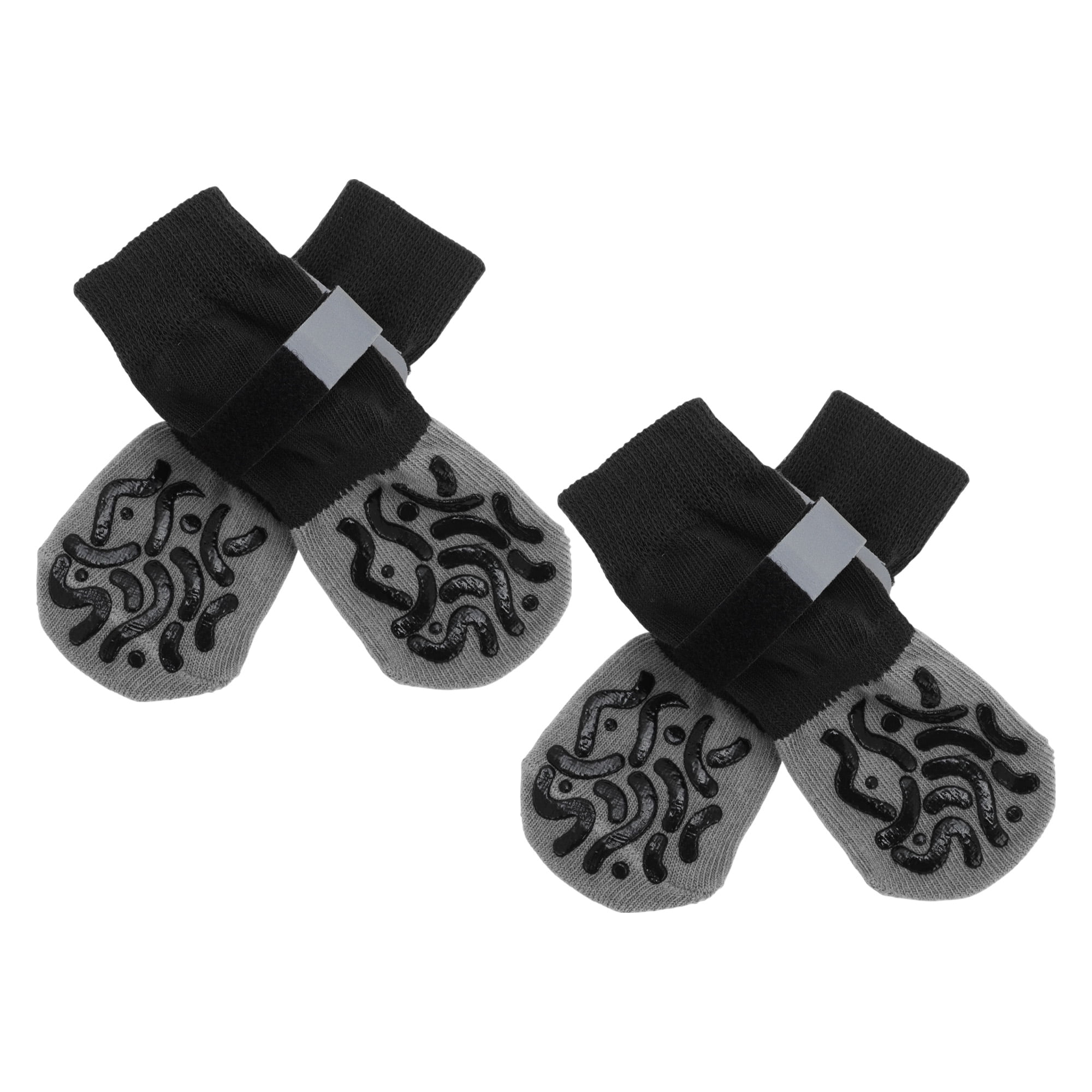Unique Bargains 4 Pcs Non-Slip Multi-Use Dog Socks with Reflective Tapes Gray XS