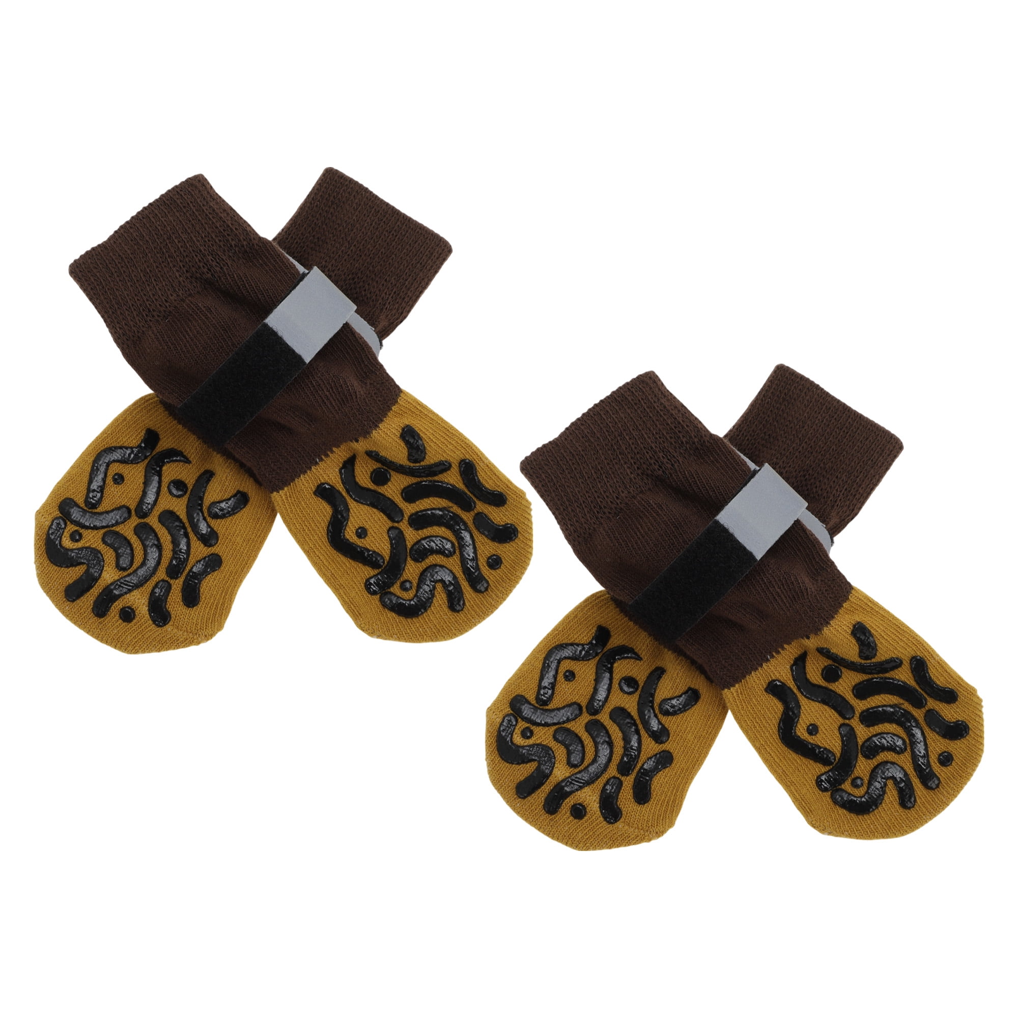 Unique Bargains 4 Pcs Non-Slip Useful Dog Socks with Reflective Tapes Gray S
