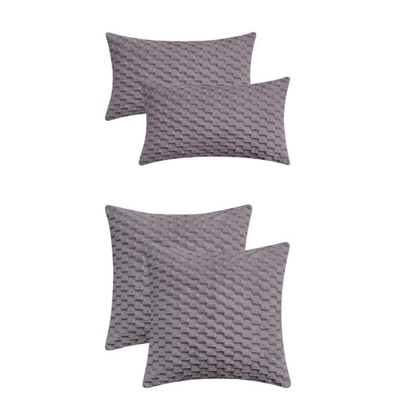Unique Bargains 4 Pcs Pack of 4 Soft Fuzzy Plush Cushion Cover Grey 12" x 20"/16" x 16"