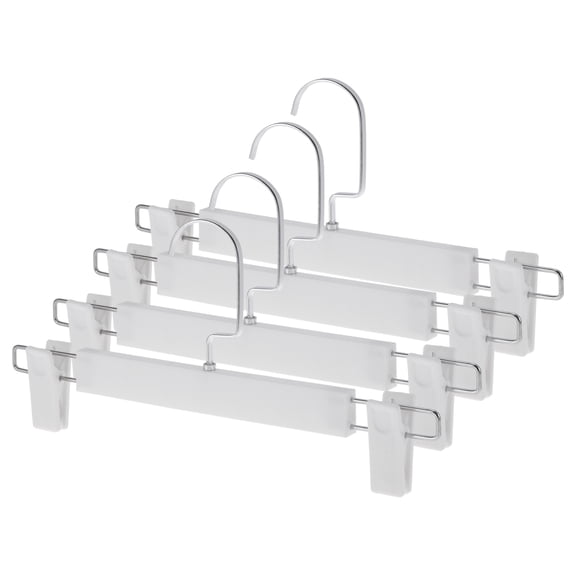 Unique Bargains 4 Pcs Pants Hanger with Clips Durable Flat Hook Garment Hanger White