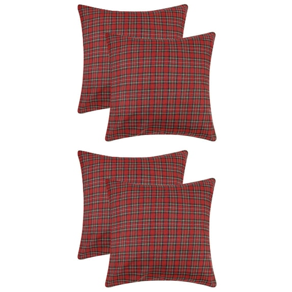Unique Bargains 4 Pcs Pillow Covers Fine Grid Red 12 x 20 Inch/18 x 18 Inch