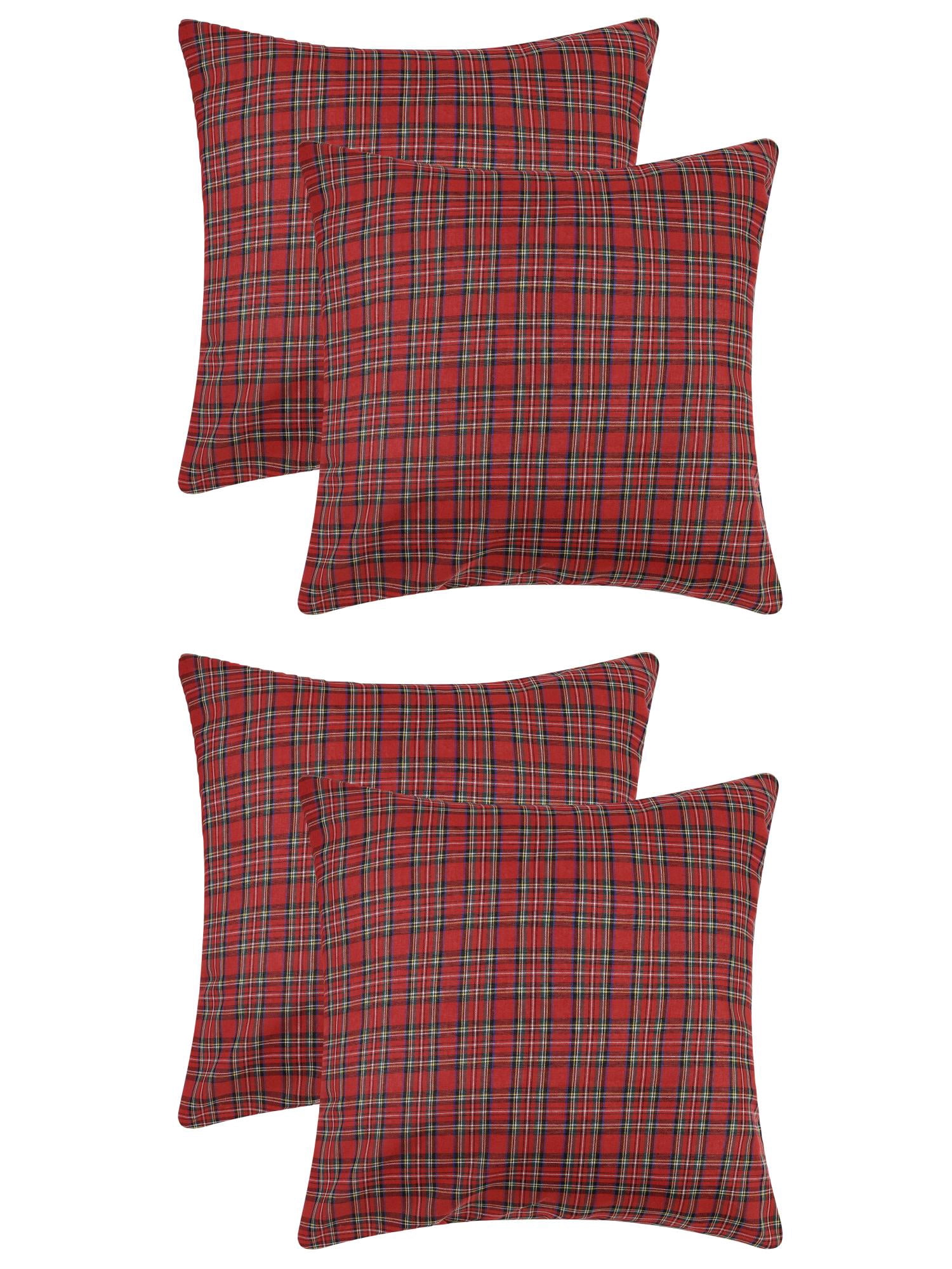 Unique Bargains 4 Pcs Pillow Covers Fine Grid Red 12 x 20 Inch/20 x 20 Inch