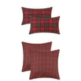 thumbnail image 1 of Unique Bargains 4 Pcs Pillow Covers Large Plaid Red/Fine Grid Red 12 x 20 Inch, 1 of 6