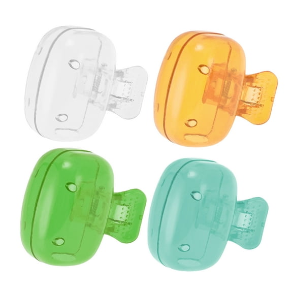Unique Bargains 4 Pcs Portable Fish-Shaped Toothbrush Covers for Travel Transparent Sky Blue Orange Green Plastic