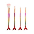 thumbnail image 1 of Unique Bargains 4 Pcs Portable Mermaid Makeup Brush Set for Bathroom Pink Plastic Handle Nylon Hair, 1 of 5