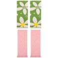 thumbnail image 1 of Unique Bargains 4 Pcs Pure Cotton Soft Hand Towel Set 13 x 29 Inch Green/Pink, 1 of 5