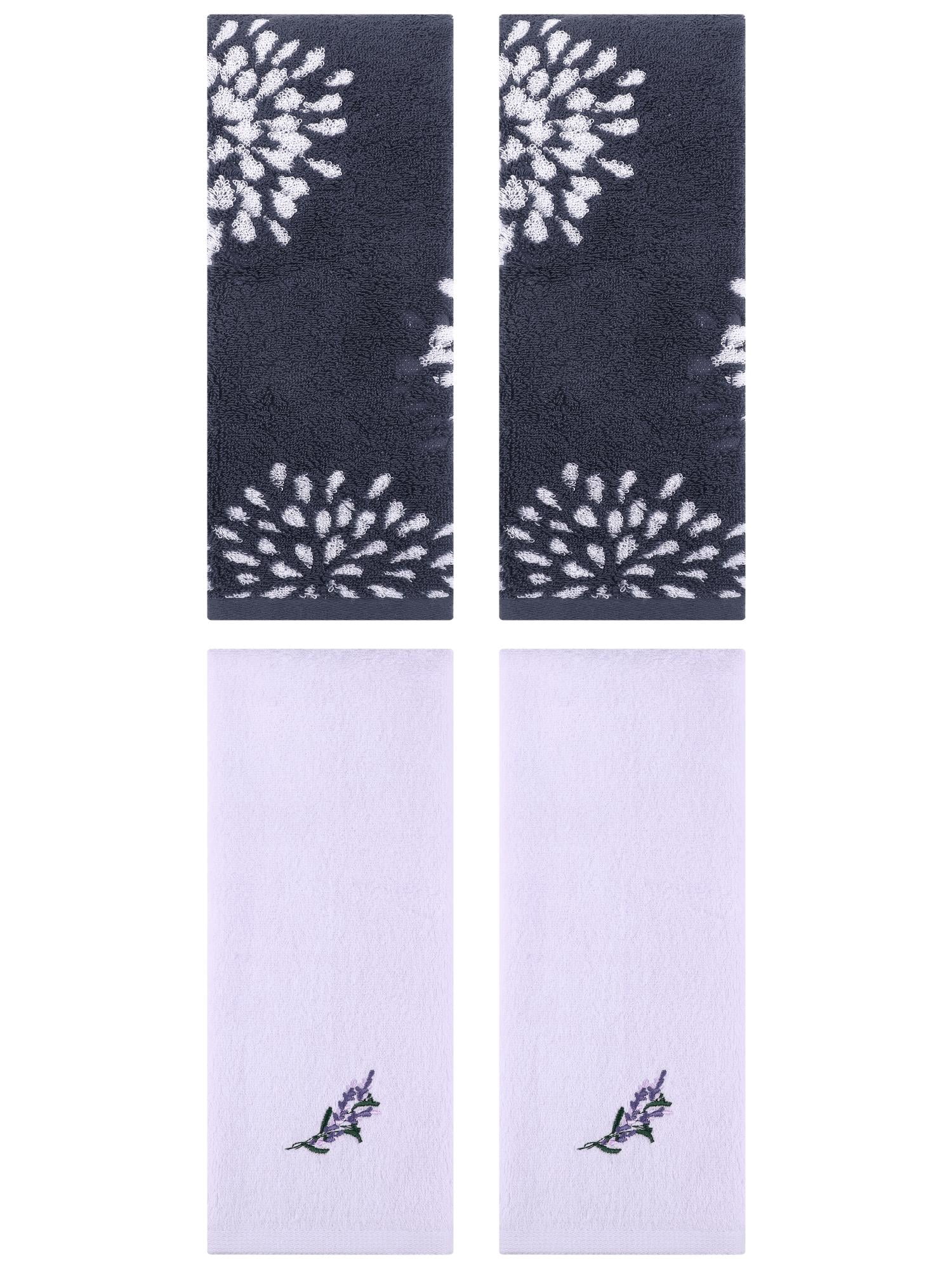 Unique Bargains 4 Pcs Pure Hand Towel Blue/Purple 14" x 30"/13" x 29"