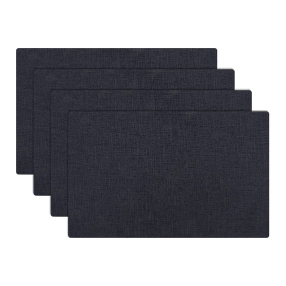 Unique Bargains 4 Pcs Rectangular Solid Color Flax Placemat 17.72"x11.81" Black