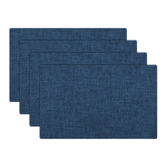 Unique Bargains 4 Pcs Rectangular Solid Color Flax Placemat 17.72"x11.81" Blue