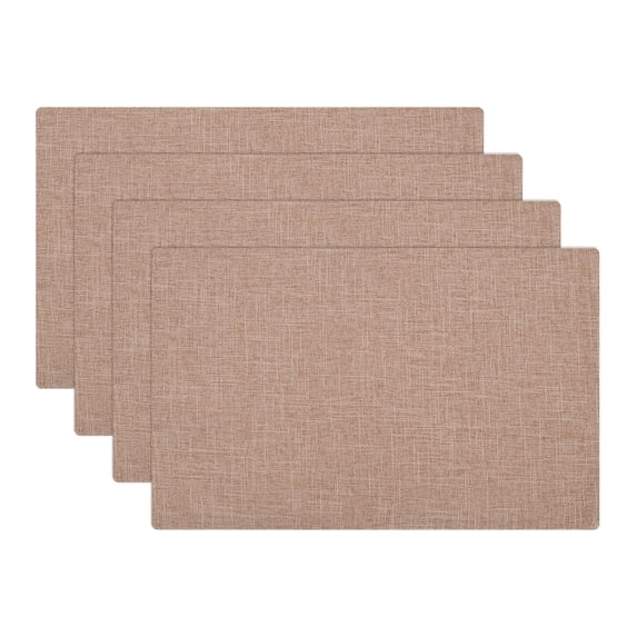 Unique Bargains 4 Pcs Rectangular Solid Color Flax Placemat 17.72"x11.81" Flax Color