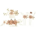 thumbnail image 1 of Unique Bargains 4 Pcs Rhinestone Hair Comb Hair Piece for Bride Wedding Flower Side Comb Headpiece Pink, 1 of 7