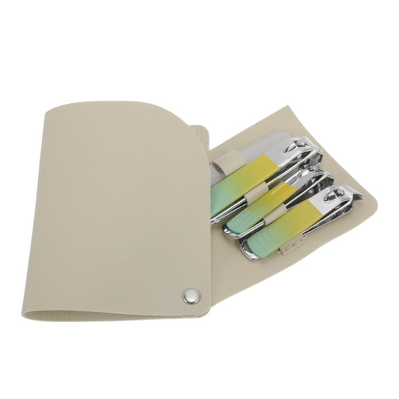 Unique Bargains 4 Pcs Round Tail Nail Clippers Set Toenail Clippers Yellow Green