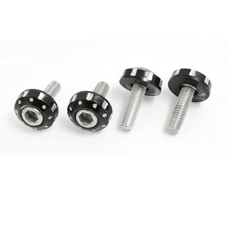 Unique Bargains 4 Pcs Silver Tone Black Alloy Round License Plate Frame Bolt Screw