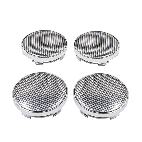 Unique Bargains 4 Pcs Silver Tone Carbon Fiber Pattern 60mm Dia Wheel Tyre Center Hub Caps Cover