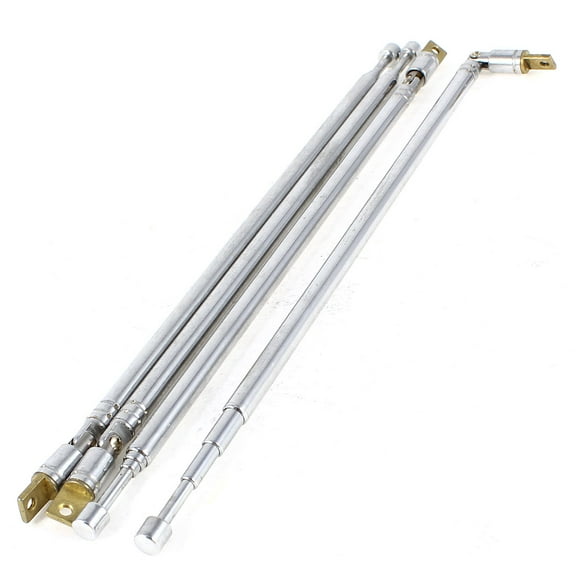 Unique Bargains 4 Pcs Silver Tone FM Radio TV 4 Section Telescopic Antenna Aerial 24.4-inch 62cm