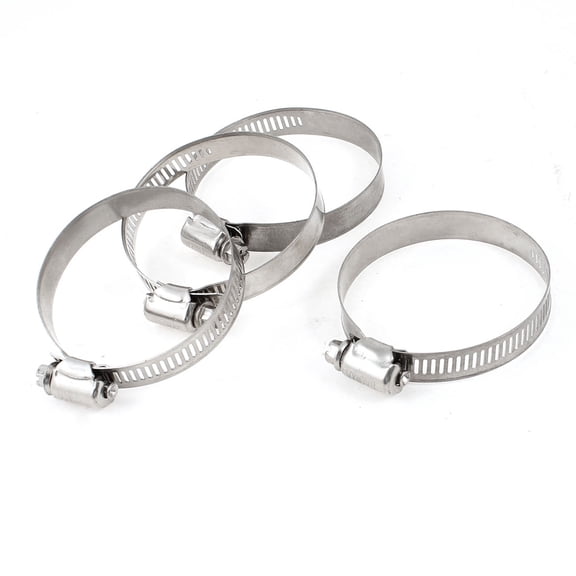 Unique Bargains 4 Pcs Silver Tone Metal 1.7"-2.6" Range Worm Pipes Hose Clamps Clips