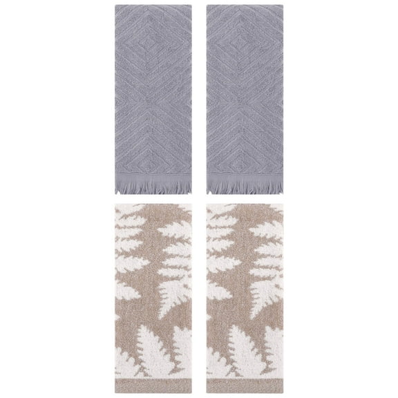 Unique Bargains 4 Pcs Soft Absorbent Bath Hand Towels 13 x 29 Inch Brown/Grey