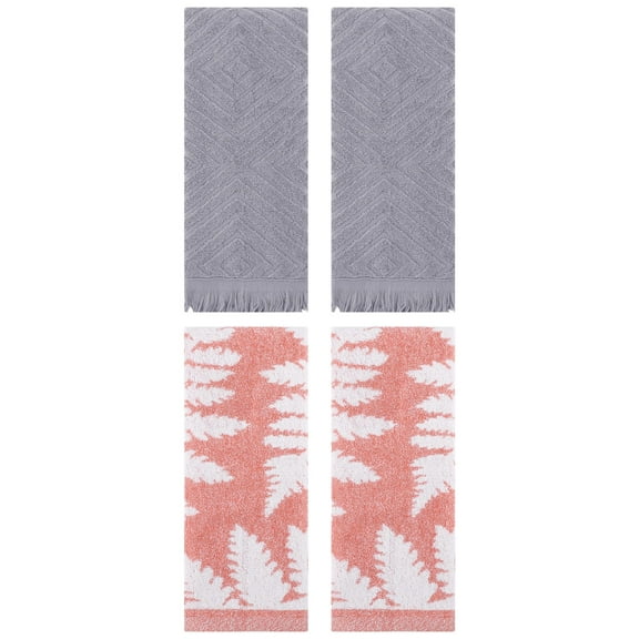 Unique Bargains 4 Pcs Soft Absorbent Bath Hand Towels 13 x 29 Inch Pink/Grey