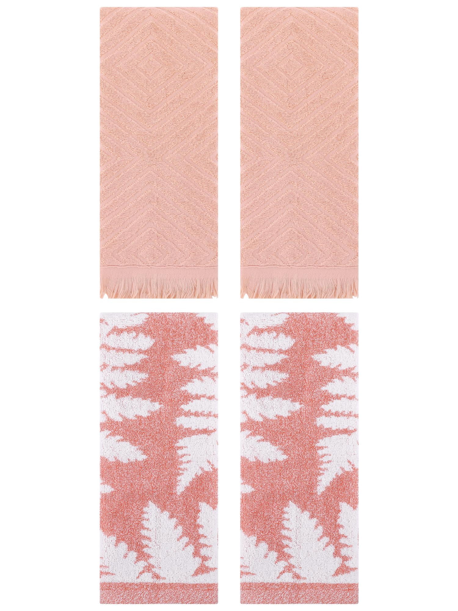 Unique Bargains 4 Pcs Soft Absorbent Bath Hand Towels 13 x 29 Inch Pink/Orange