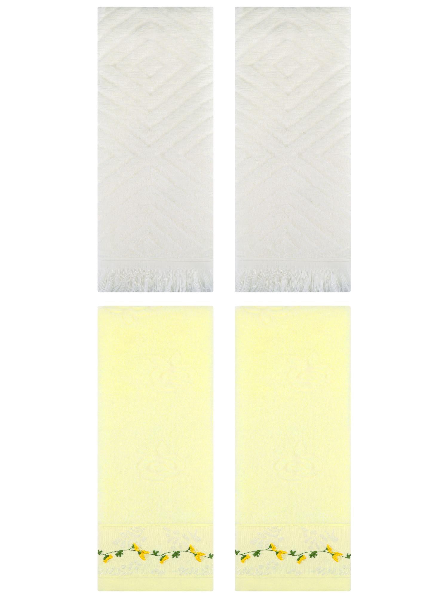Unique Bargains 4 Pcs Soft Absorbent Hand Towels 13" x 29" Light Yellow/Beige