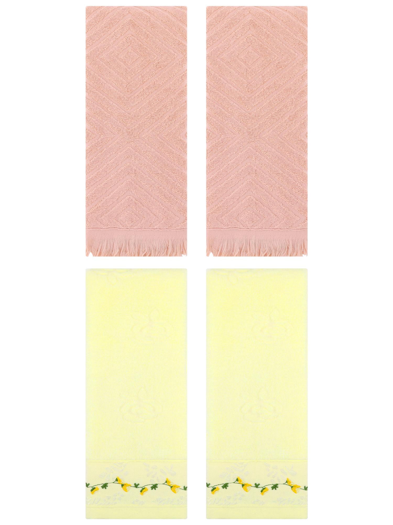 Unique Bargains 4 Pcs Soft Absorbent Hand Towels 13" x 29" Light Yellow/Orange