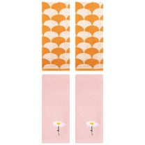 Unique Bargains 4 Pcs Soft Absorbent Hand Towels Pink/Orange 13" x 30"/13" x 29"