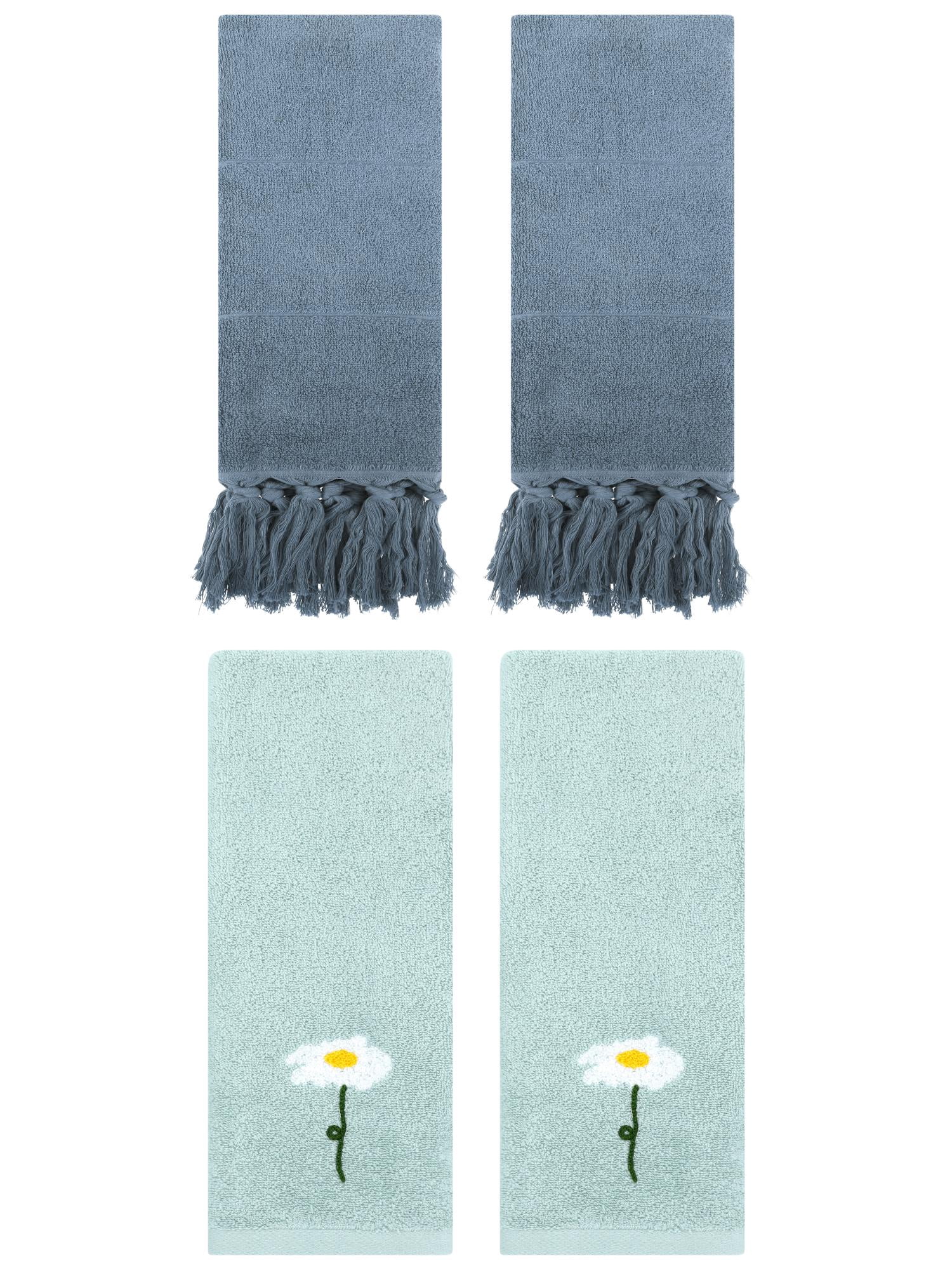 Unique Bargains 4 Pcs Soft Bath Towel Set Blue 14" x 30"/13" x 30"