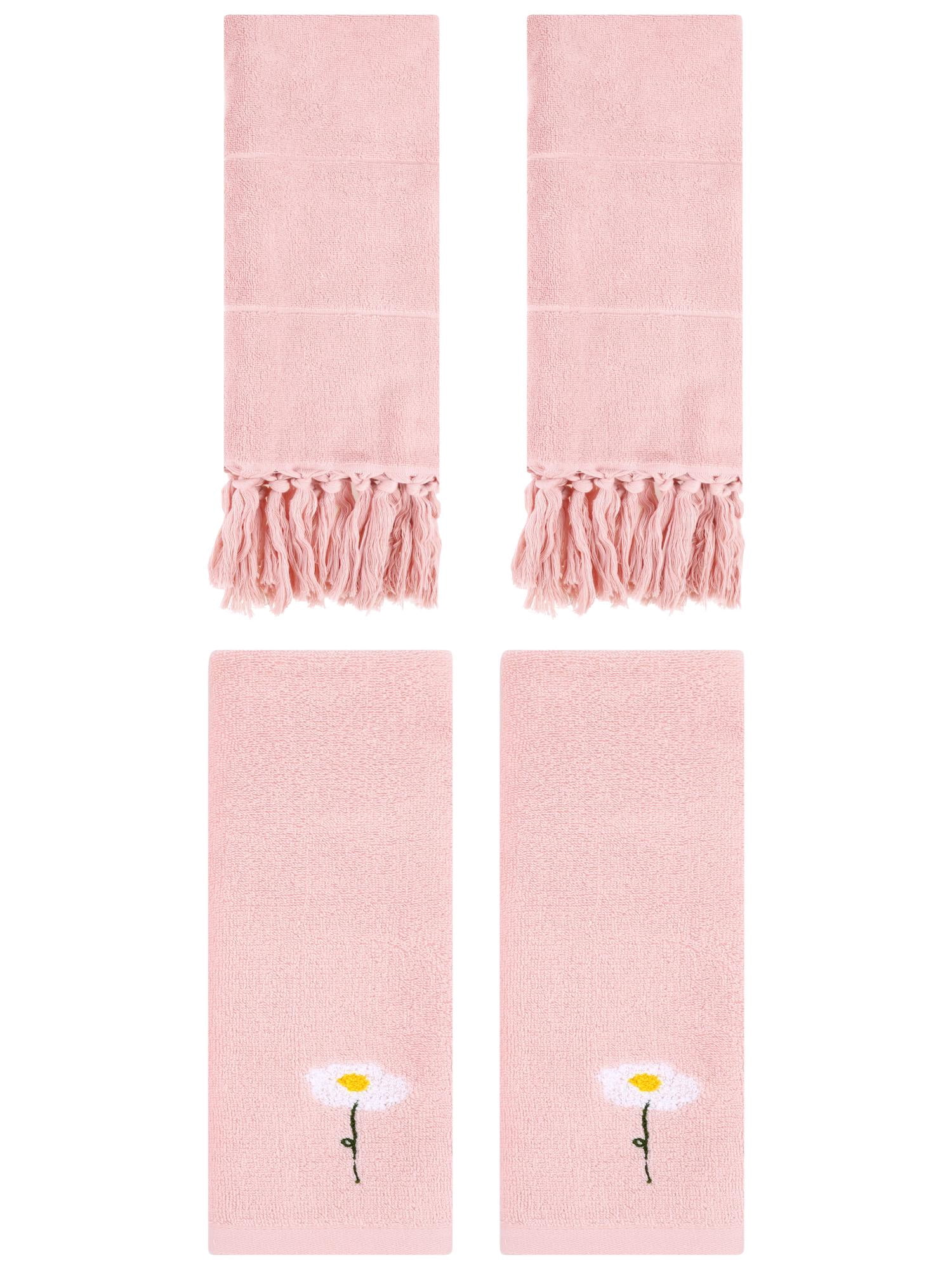 Unique Bargains 4 Pcs Soft Bath Towel Set Pink 14" x 30"/13" x 30"