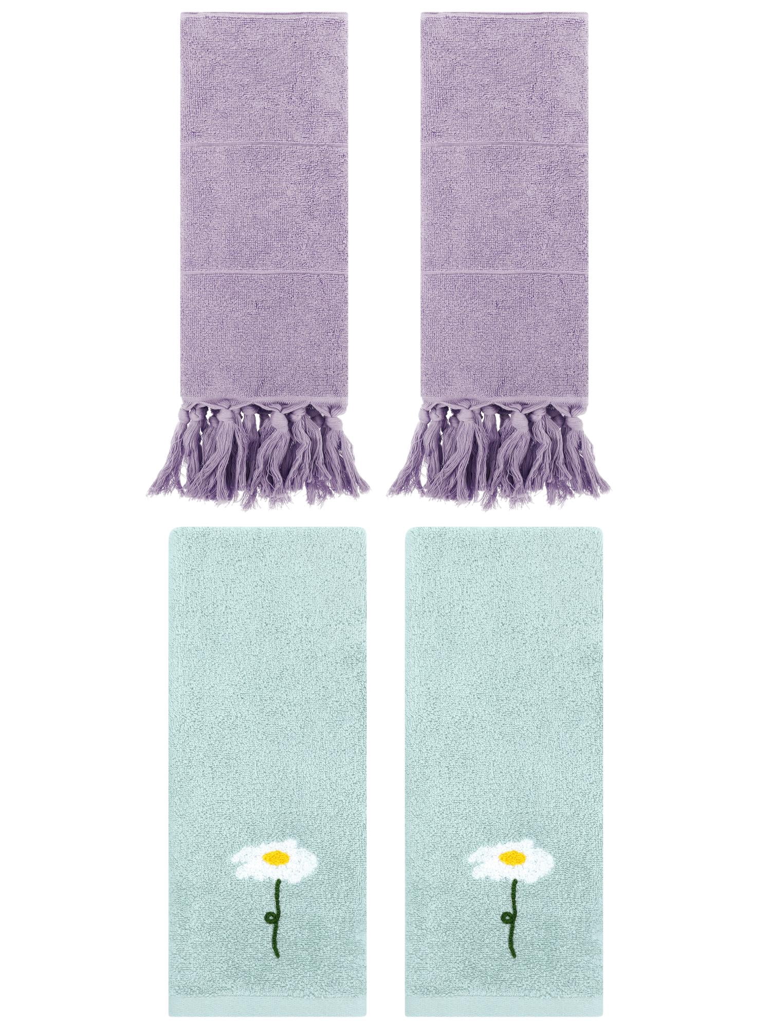 Unique Bargains 4 Pcs Soft Bath Towel Set Purple/Blue 14" x 30"/13" x 30"