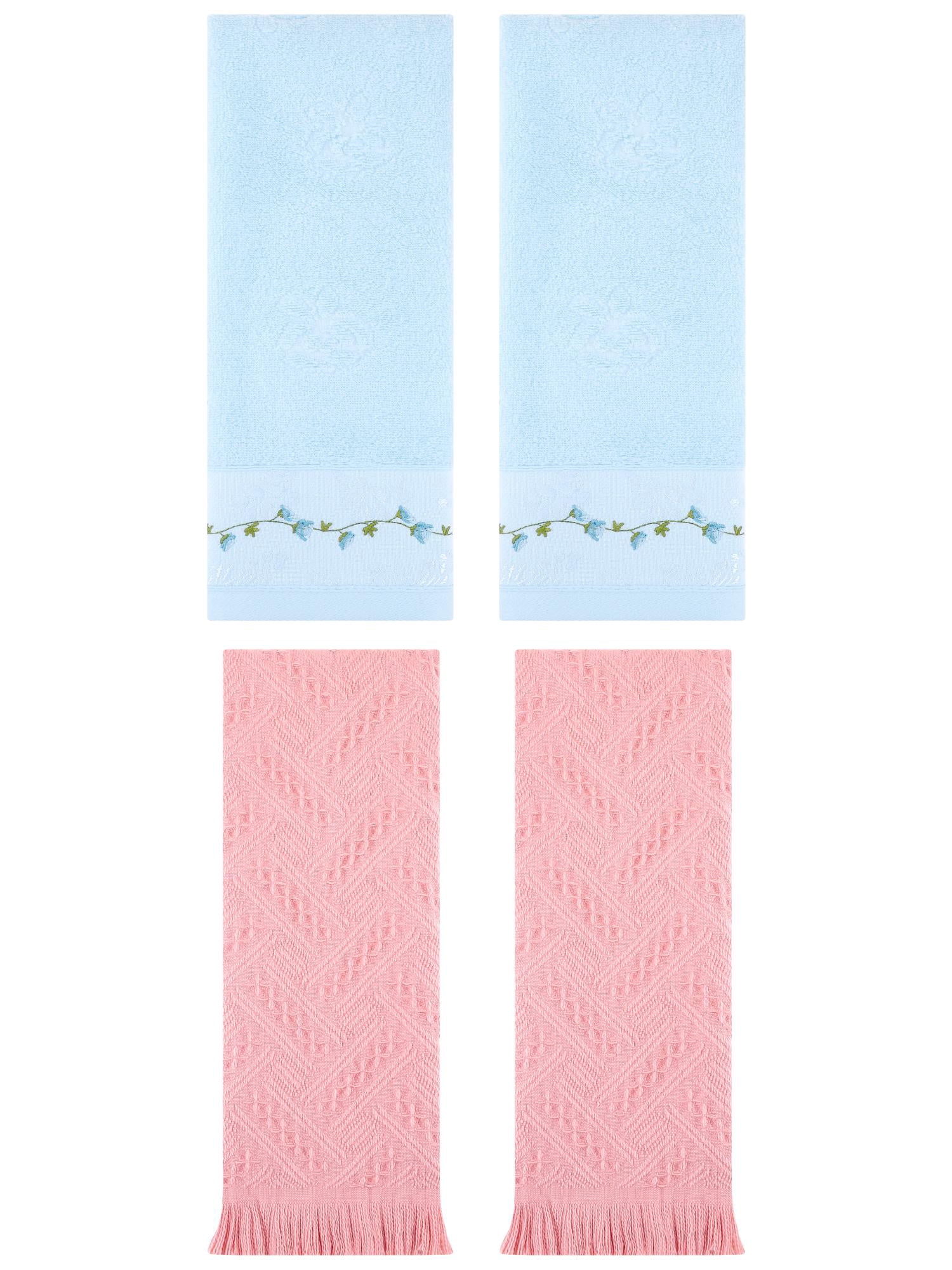 Unique Bargains 4 Pcs Soft Bathroom Hand Towels 13" x 29" Blue/Pink