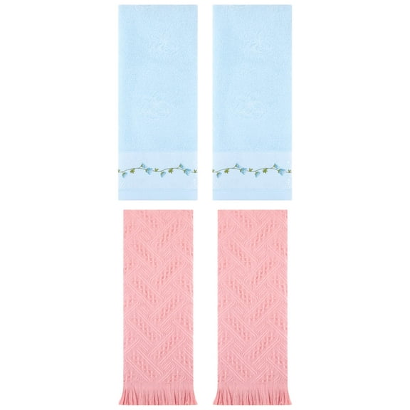 Unique Bargains 4 Pcs Soft Bathroom Hand Towels 13" x 29" Blue/Pink