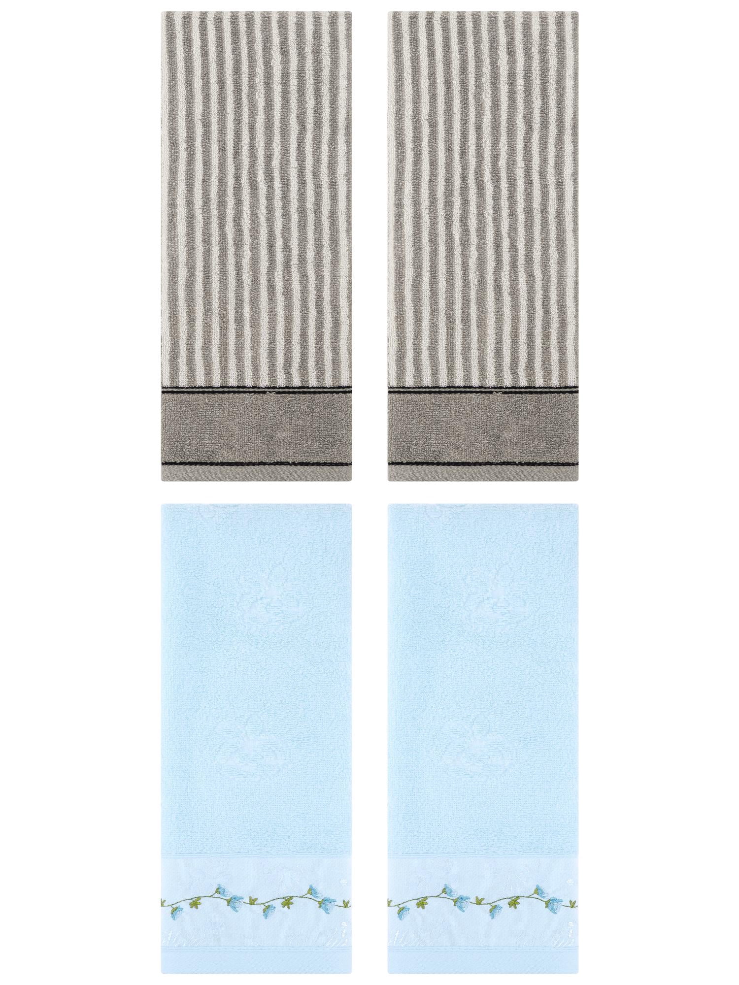 Unique Bargains 4 Pcs Soft Bathroom Hand Towels 13 x 29 Inch Grey/Blue