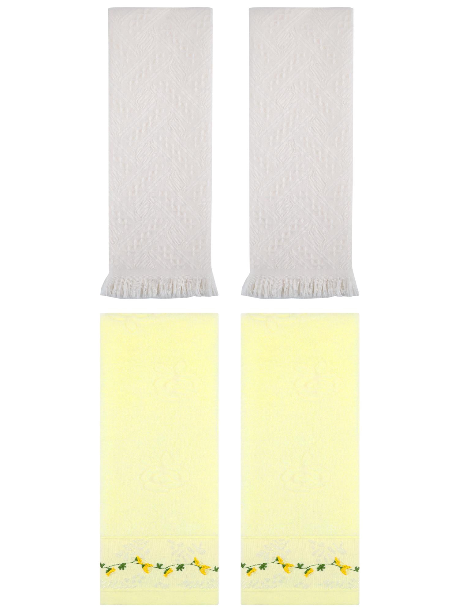 Unique Bargains 4 Pcs Soft Bathroom Hand Towels 13" x 29" Light Yellow/Beige