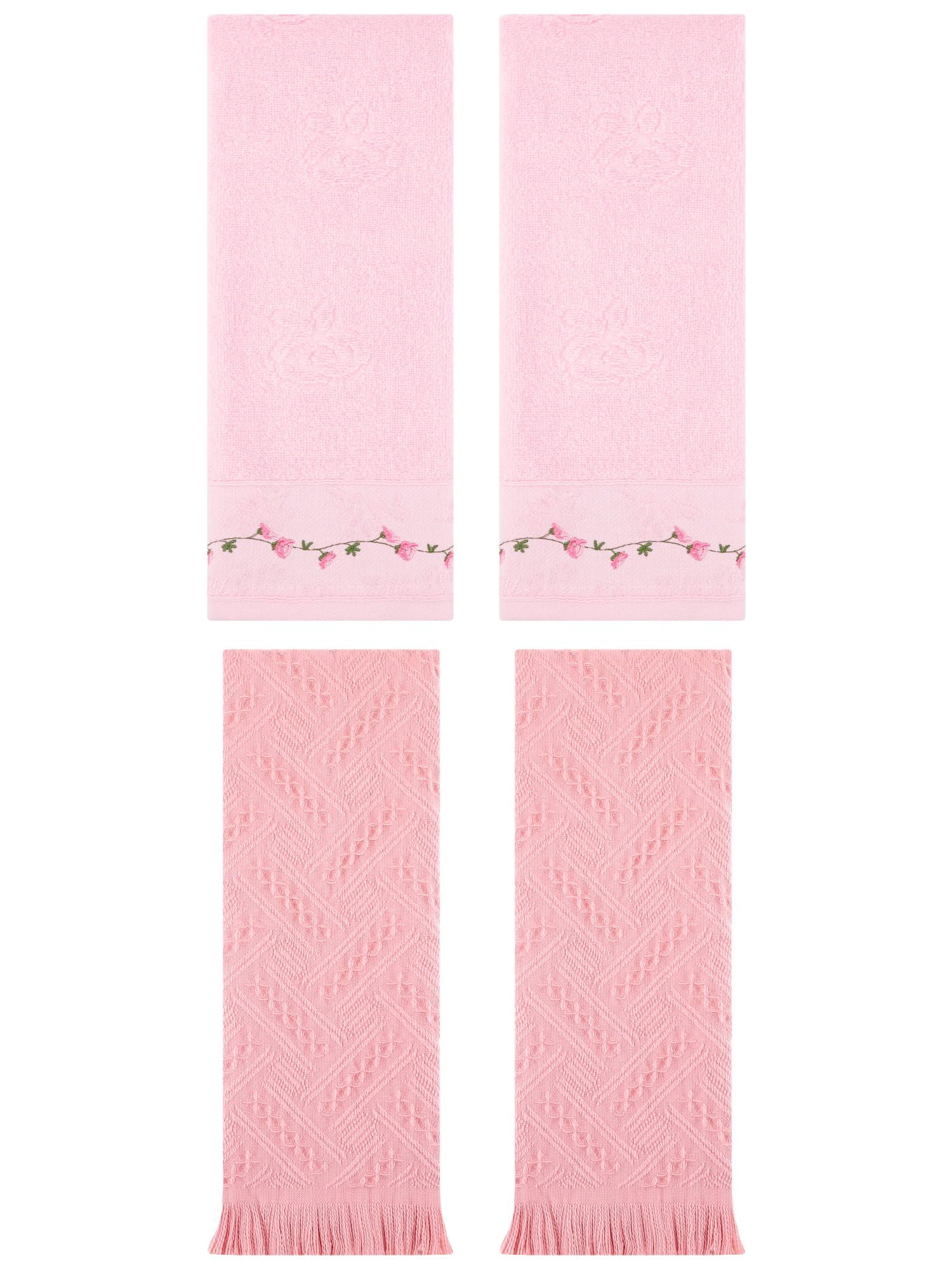 Unique Bargains 4 Pcs Soft Bathroom Hand Towels 13" x 29" Pink