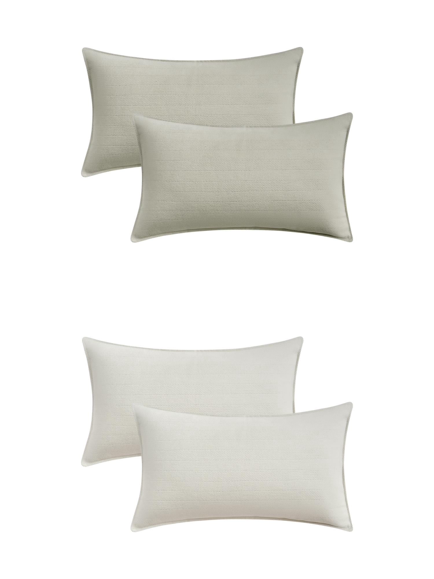 Unique Bargains 4 Pcs Soft Chenille Pillow Covers 12" x 20" Beige/White