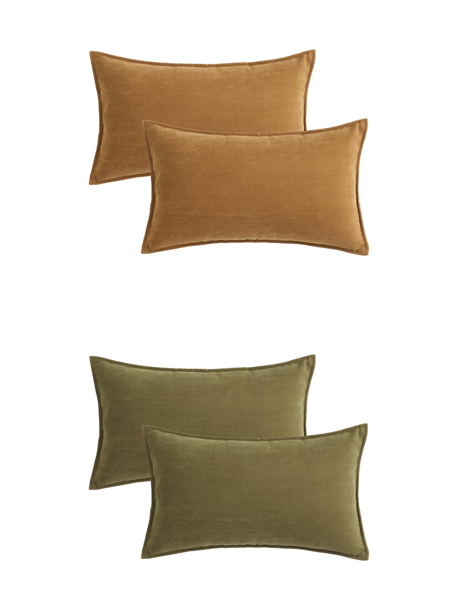 Unique Bargains 4 Pcs Soft Chenille Pillow Covers 12" x 20" Green/Peru Color
