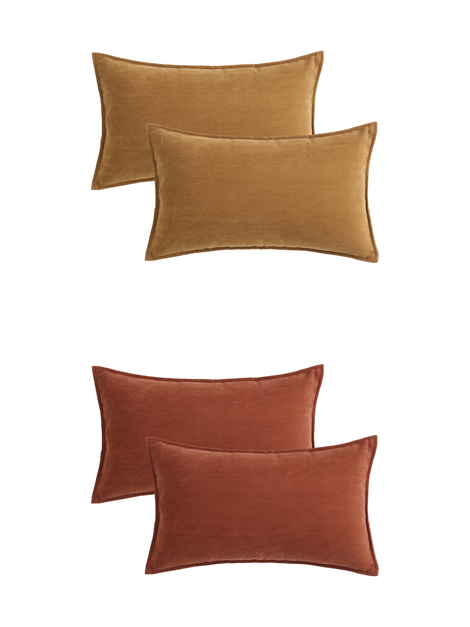 Unique Bargains 4 Pcs Soft Chenille Pillow Covers 12" x 20" Peru Color/Sienna Color