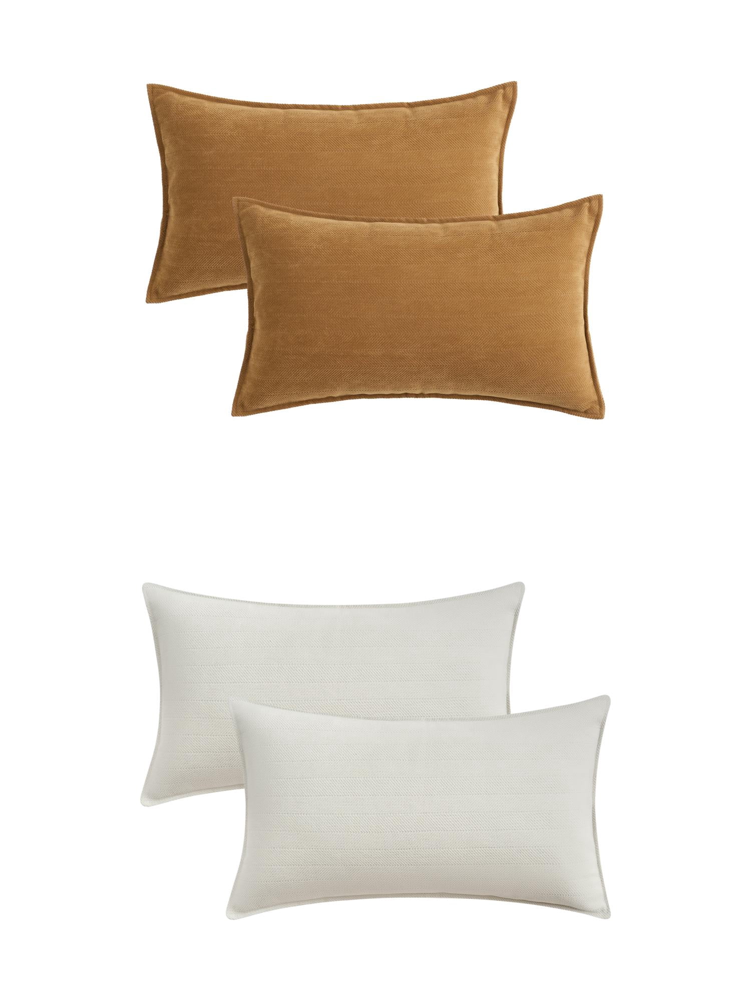 Unique Bargains 4 Pcs Soft Chenille Pillow Covers 12" x 20" Peru Color/White