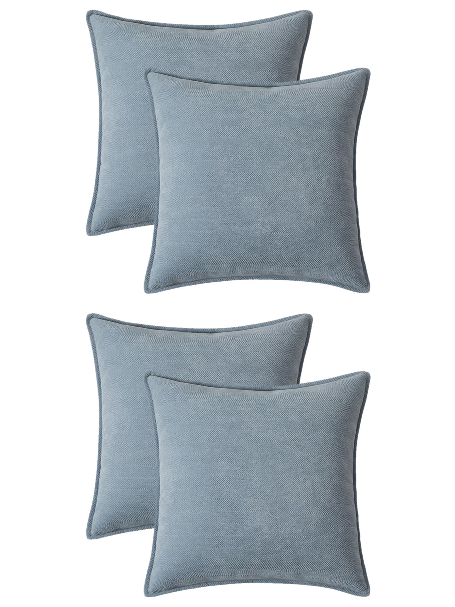 Unique Bargains 4 Pcs Soft Chenille Pillow Covers Blue 16" x 16"/18" x 18"