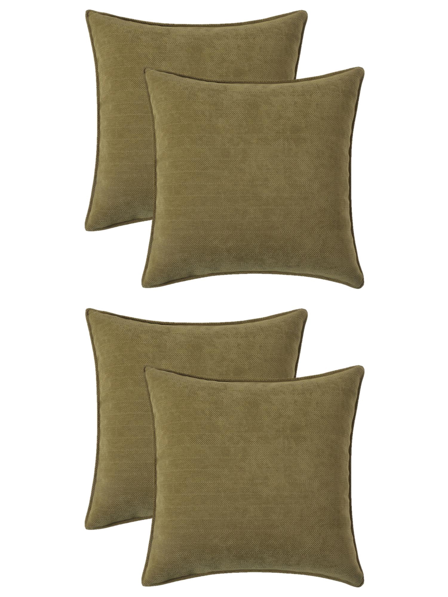 Unique Bargains 4 Pcs Soft Chenille Pillow Covers Green 18" x 18"/20" x 20"