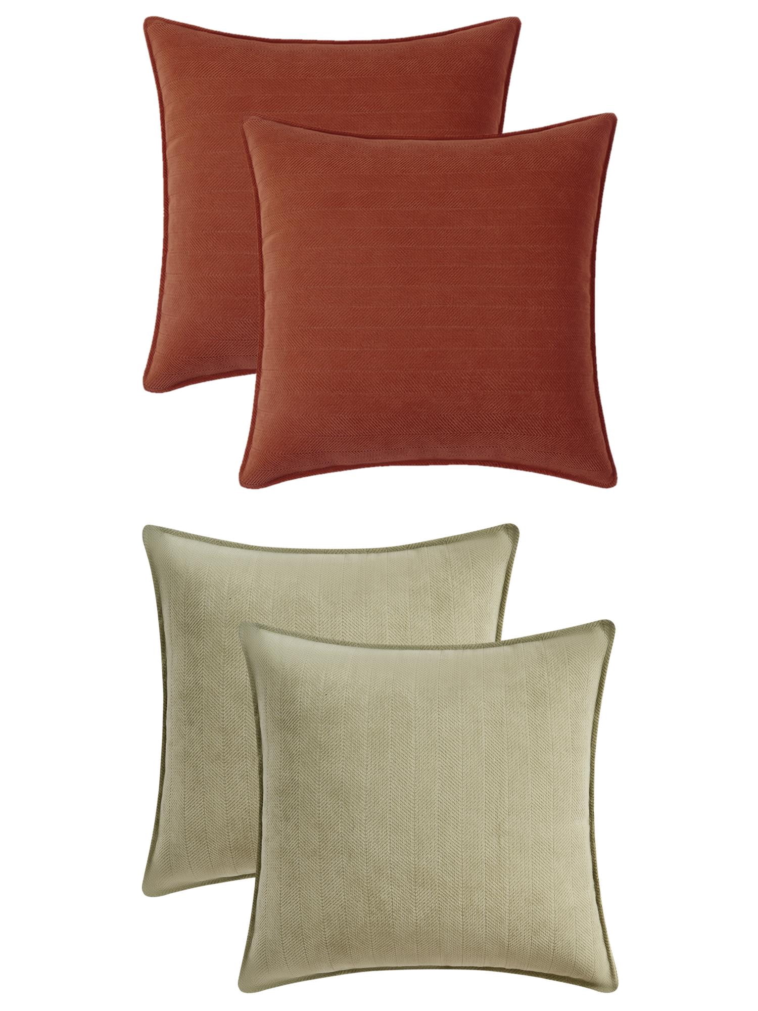 Unique Bargains 4 Pcs Soft Chenille Pillow Covers Green 18" x 18" Sienna Color/Light Green
