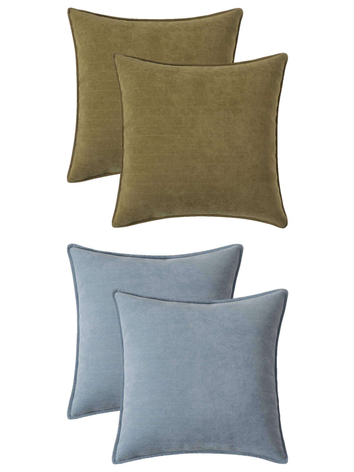 Unique Bargains 4 Pcs Soft Chenille Pillow Covers Green/Blue